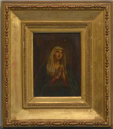Scuola dell'inizio del secolo XIX "Madonna orante" Olio su tela (cm 28x18) In...