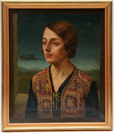 Loris Goldstaub (Bologna XX Secolo 0)"Ritratto femminile" 1928, olio su tela...