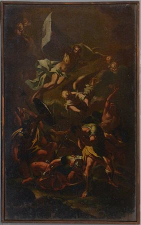 Scuola napoletana del secolo XVIII "Resurrezione" bozzetto ad olio su tela...