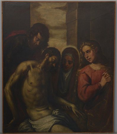Scuola veneta del secolo XVII "Compianto su Cristo morto" olio su tela (cm...