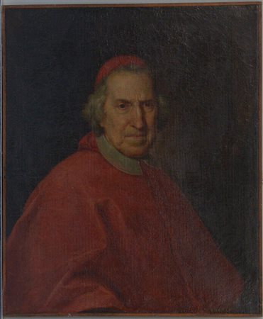 Scuola romana dell'inizio del secolo XVIII "Ritratto di cardinale" olio su...