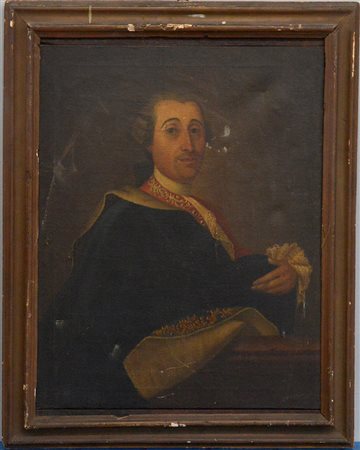 Scuola italiana del secolo XVIII "Ritratto di uomo" Olio su tela (cm 50x76)...