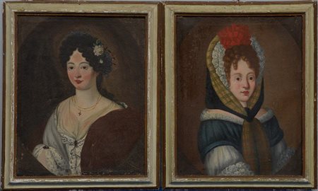 Scuola italiana della fine del secolo XVIII, coppia di dipinti ad olio su...