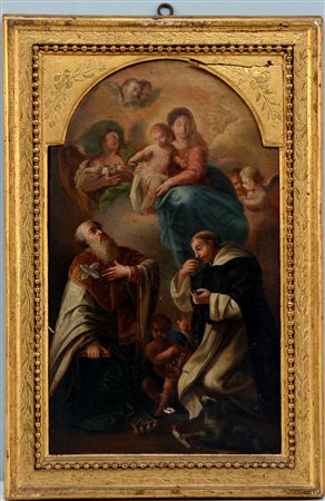 Scuola della fine del secolo XVIII "Vergine in gloria con Bambino e santi"...