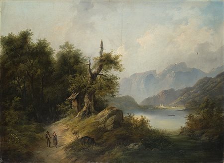 Maestro svizzero della prima metà del XIX Secolo"Veduta del Lago dei Quattro...