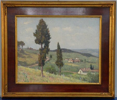 Alberto Cecconi (Firenze 1897 - 1971)"Paesaggio toscano, Impruneta" olio su...