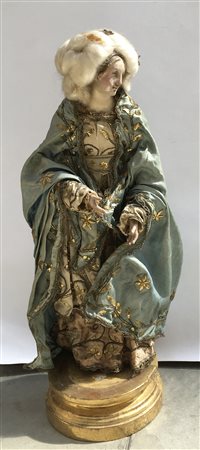 Arte napoletana, fine secolo XVIII. Figura da presepe con viso e arti in...