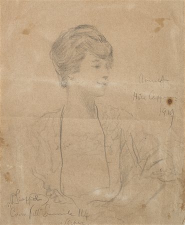 Pietro Scoppetta (Amalfi 1863 - Napoli 1920)Ritratto femminile a...