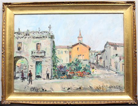 Giovanni Colombo da Busnago (Busnago 1908 - Gaggiano 1972)“Piazza di paese”,...