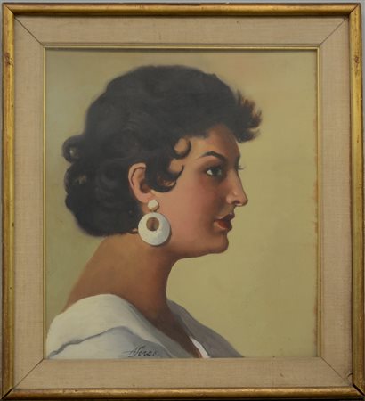 Alberto Serao (1912)"Profilo di Maria Pia Schiaffino", olio su compensato,...