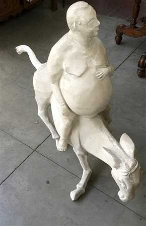 Ignoto, ''Figura di grasso uomo a cavallo di un mulo'', scultura in gesso (cm...