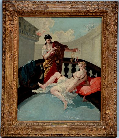 Scuola veneta del secolo XX "Scena allegorica" (cm 44,5x37,5) In cornice...