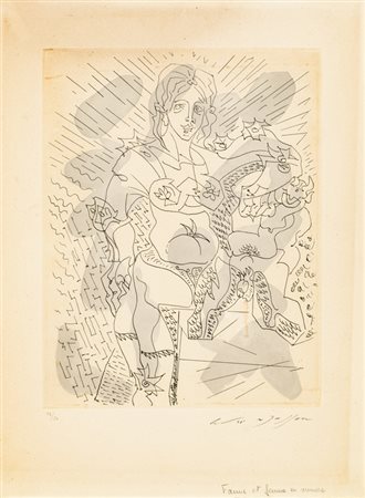 ANDRÉ MASSON (1896-1987)Faune et femme en armure, 1966AcquaforteLastra cm...