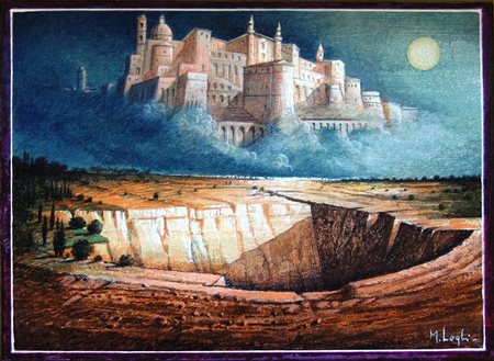 Mario Logli 1933, Urbino (Pu) - [Italia] Sopra le nubi olio su cartone telato...