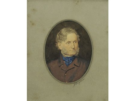Joshua Dighton (1831-1908) Ritratto di gentiluomo. Tempera su carta. Misure:...