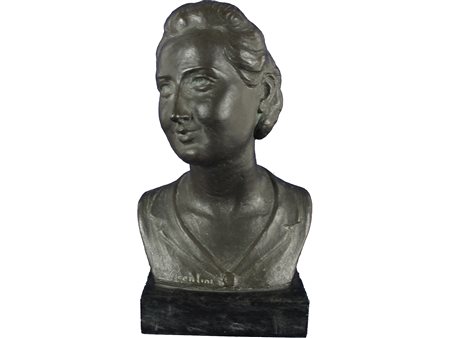 Ritratto di giovane donna in bronzo firmata B. Vicentini. Epoca: inizio XX...