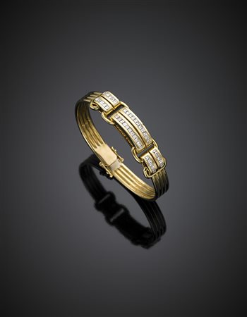 Bracciale in oro giallo con diamanti per complessivi ct. 1,30 circa g 35,59,...