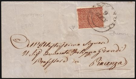 PARMA 1856 (9 gen.)Lettera senza testo da Pontremoli per Piacenza, affrancata...