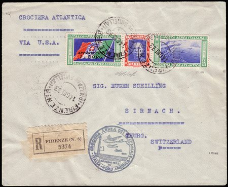 REGNO D'ITALIA 1933 (14 giu.)Posta aerea "Crociera del Decennale". Busta da...