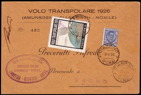 REGNO D'ITALIA 1926 (8 apr.)Posta aerea transpolare Nobile, dirigibile...
