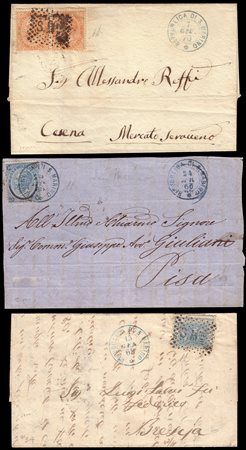 SAN MARINO 1866//1870Insieme di 2 lettere e un frontespizio con annullo di...