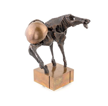 Nag Arnoldi Locarno 1928-Lugano 2017, Cavallo Scultura in bronzo cm...