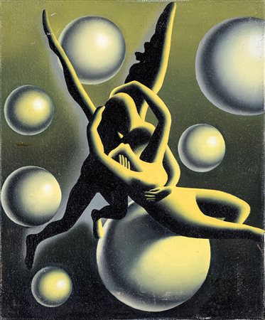 Mark Kostabi California 1960-Los Angeles 0, Molecular Drama 2009 Olio su tela...