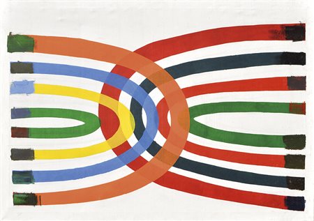 Eddie Allan Pedalling all over, 1970;Acrilico su tela, 120 x 175 cm Firma e...