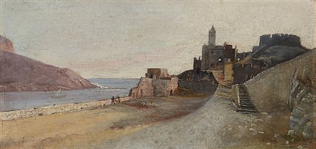 Agostino Fossati (La Spezia 1830 - 1904)"Golfo di Porto Venere"olio su tavola...