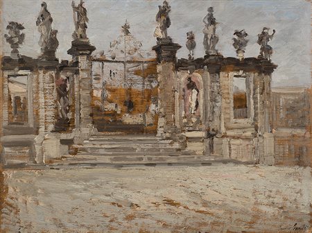 Emma Ciardi (Venezia 1879 - 1933)"L'ingresso della villa"olio su compensato...