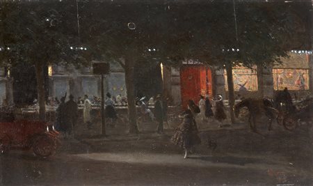 Amerino Cagnoni (Milano 1855 - 1923)"Luci della sera" 1916/17olio su tavola...