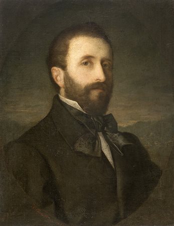 Augusto Caratti (Padova 1828 - 1900)"Ritratto di gentiluomo" 1859olio su tela...