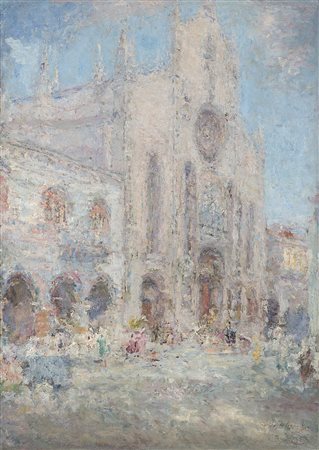 Luigi Mantovani (Milano 1880 - 1957)"Duomo di Como" 1935olio su tela (cm...