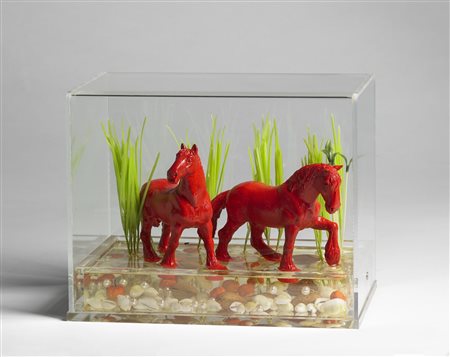 SWEETLOVE WILLIAM (n. 1949) Cloned red horse. . Resina epossidica e plastica....