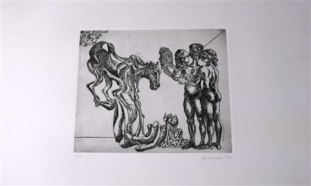 Vittorio Basaglia, Senza titolo 1972 Litografia n.112/200, 24cm x 28cm....