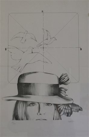 Massimo Cantini, Figura di donna Litografia n.41/50, 60cm x 40cm. Firmato...