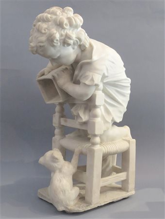 SCULTORE ITALIANO ATTIVO TRA IL XIX/XX SEC. "Bimbo che gioca con gatto e...