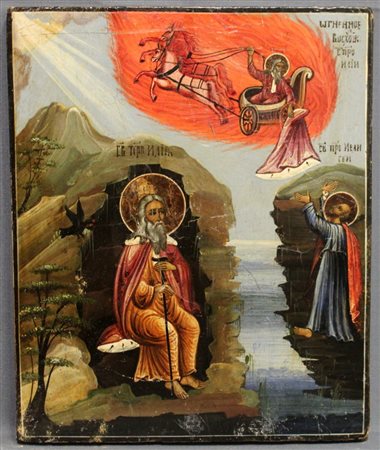 PITTORE DEL XIX SEC. "Sant'Elia" Tempera su tavola cm 35x29 Timbro...