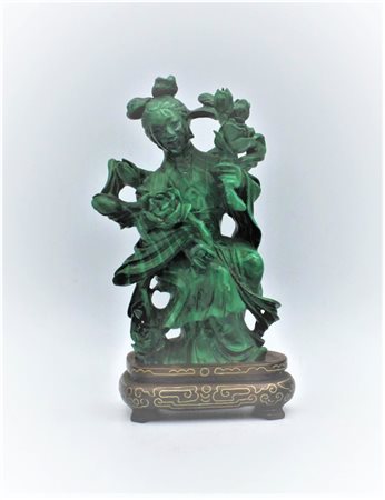 SCULTORE CINESE DEL XX SEC. "Quanin" Malachite cm 12