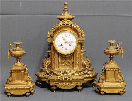 OROLOGIO in bronzo dorato Francia periodo Napoleone III cm 43