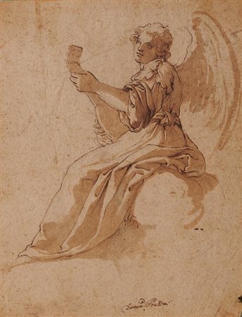 Domenico Peruzzini (1602 - 1673) ANGELO MUSICANTE Penna e inchiostro bruno....