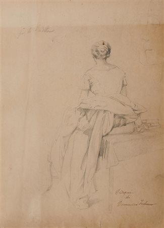 Domenico Induno (1815 - 1878) FIGURA FEMMINILE SEDUTA DI SPALLE Maita di...