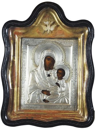 Icona dipinta su tavola raffigurante Madre di Dio di "Lenisci i miei dolori"....