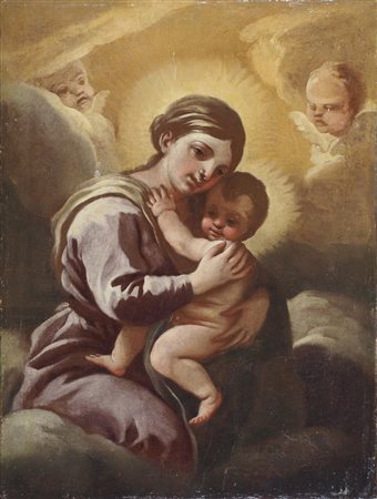 Ambito di Luca Giordano 1634-1705 "Madonna con bambino" cm. 48x36 - olio su...