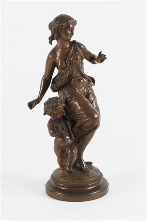 Henry Etienne Dumaige 1830-1888 "Figura con bambino" h. cm. 26,5 - scultura...