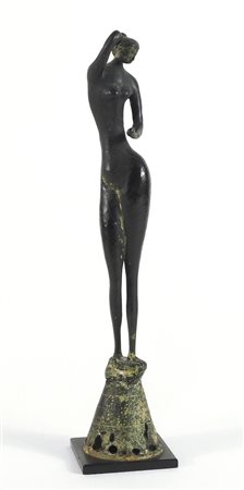 Giuseppe Negrisin 1930-1987 "Modella" h. tot 37,5- scultura in bronzo a...