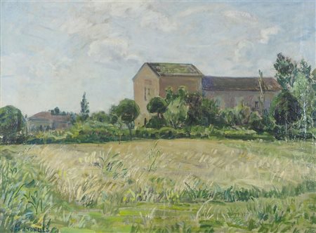 Armando Tonello 1897-1990 "Paesaggio rurale" (1950) cm. 60x80 - olio su tela...