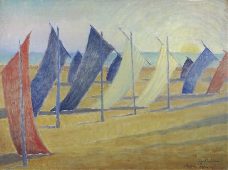 Gigi Candiani 1903-1963 "Vento a Bibione" cm. 52x72 - olio su tavola Firmato...