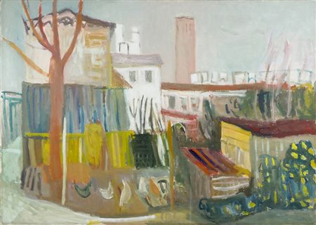 Carlo Dalla Zorza 1903-1971 "Il Torcello" cm. 50x70 - olio su tela Prov.:...