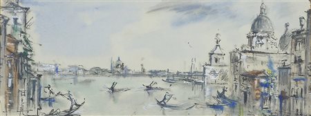 Bruno Martini 1911-1979 "Veduta di Venezia" cm. 20x50 - tecnica mista